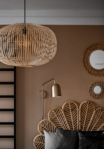 BROSTE COPENHAGEN Zep lampeskjerm for oppheng - naturlig bambus, rund (68)