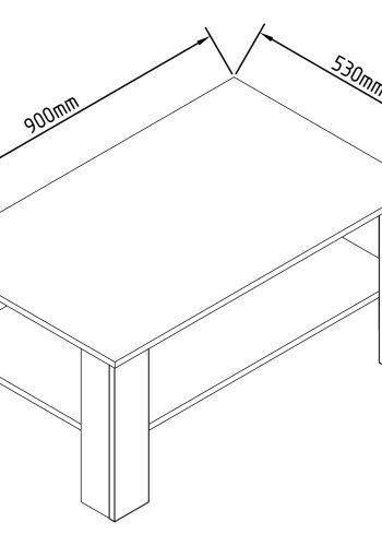 VCM NORDIC Dalus Couchtisch, m. 1 Ablage - weißes Holz (90x41)