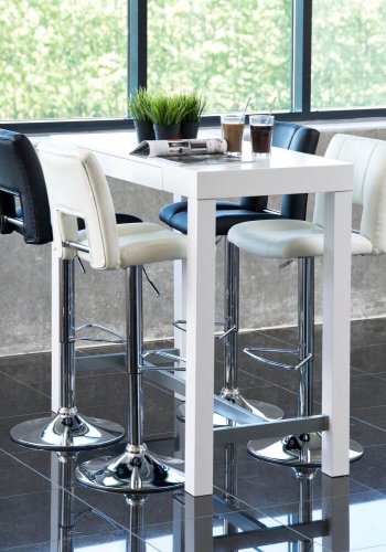 ACT NORDIC Sylvia Barhocker - weißes Leder PU, mit Metallrahmen, mit Fußstütze