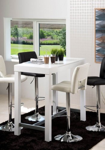 ACT NORDIC Sylvia Barhocker - weißes Leder PU, mit Metallrahmen, mit Fußstütze