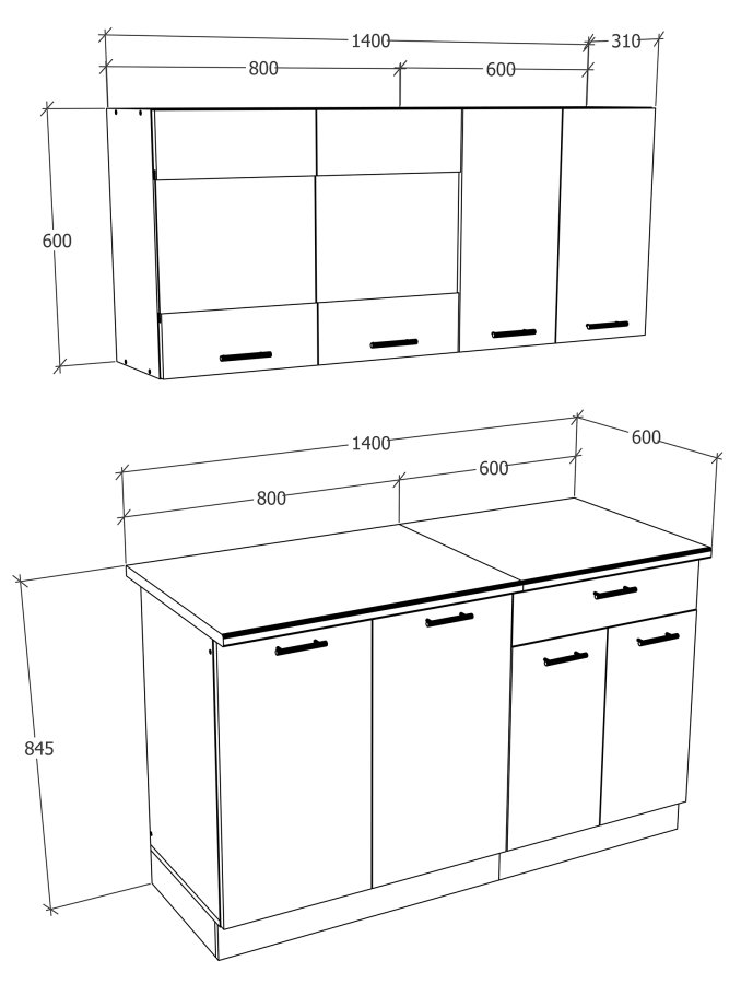 VCM NORDIC 140 Esilo 4-delt tekkken - glas og antracitgr tr