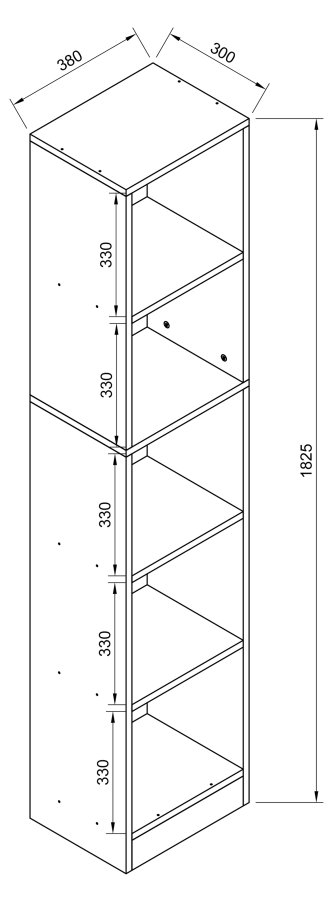 VCM NORDIC Dilos L Bücherregal, mit 4 Regalen – Anthrazitgraues Holz (H: 183 cm x 38 cm x 30 cm)