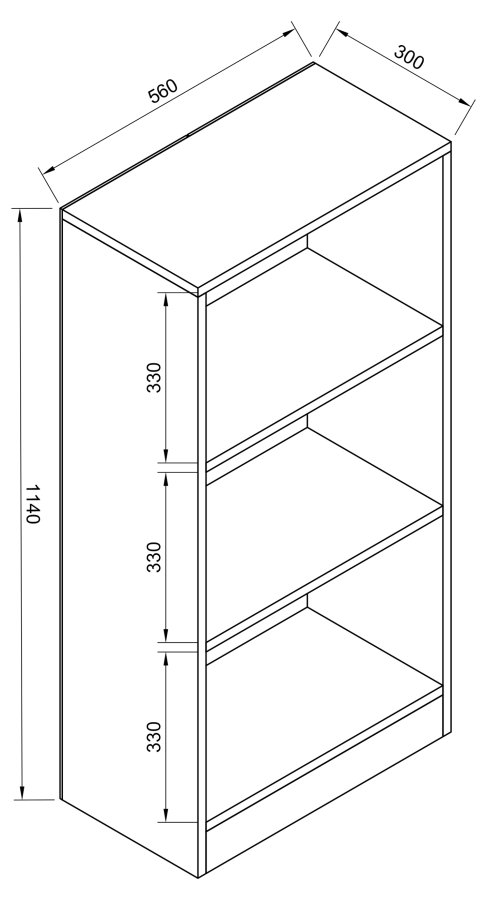 VCM NORDIC Dilos M Bücherregal, mit 2 Regalen – weißes Holz (H: 114 cm x 56 cm x 30 cm)