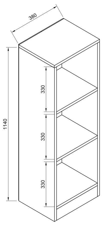 VCM NORDIC Dilos S Bücherregal, m. 2 Regalböden - Holz weiß und anthrazitgrau (H: 114cm x38cm x 30cm)