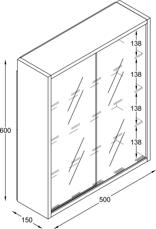 VCM NORDIC Drivalo M Hngeschrank, m. 2 Schiebetren und 3 Einlegebden  Glas und weies Holz