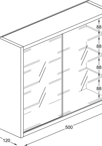 VCM NORDIC Drivalo S Hngeschrank, m. 2 Schiebetren und 3 Einlegebden  Glas und weies Holz