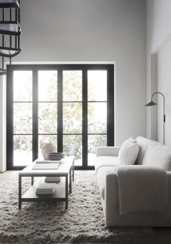 ROWICO Orwel sofabord, m. hylde - beige travertin og brun eg (140x60)