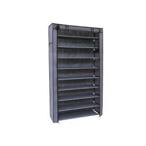 SONGMICS 10-etagers skoreol med st�vt�t afd�kning, opbevaringsskab, organizer med plads til op til 40 par sko, til stue, entr&eacute;, 88 x 28 x 160 cm, gr� RXJ36G