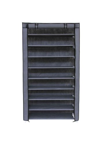 SONGMICS RXJ36G skoreol, m. 9 rum, st�vt�t afd�kning, plads til op til 40 par sko - gr� stof og st�l