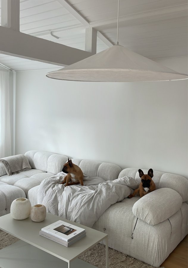 NORDV�RK Bubble L1-O1-1R-PUF hj�rnesofa - creme bouclette polyester og mat sort plast