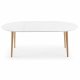 KAVE HOME Oakland spisebord - matt hvitt tre med naturlige ben, ovale, med uttrekk (120/200x90)