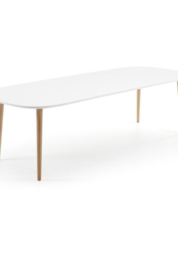 KAVE HOME Oqui spisebord med tilleggsplater, oval, hvit MDF 160 (260) x 100 cm