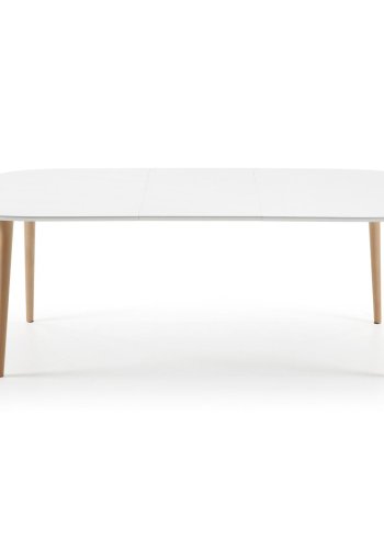 KAVE HOME Oqui spisebord med tilleggsplater, oval, hvit MDF 160 (260) x 100 cm