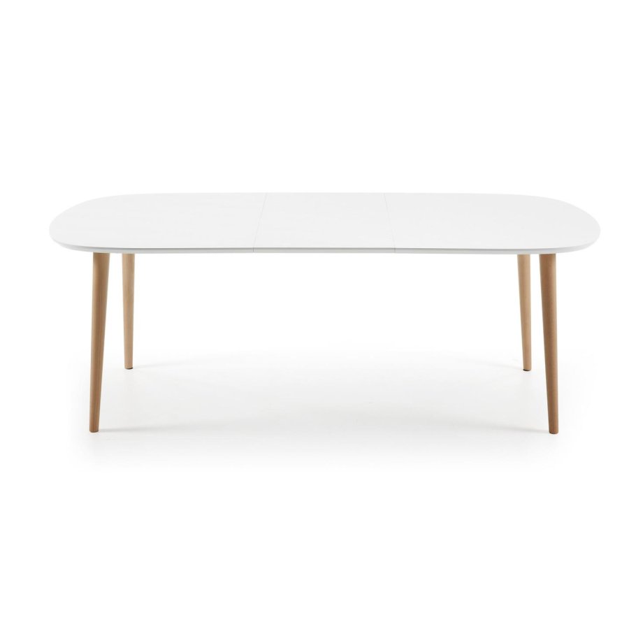 KAVE HOME Oqui spisebord med tilleggsplater, oval, hvit MDF 160 (260) x 100 cm