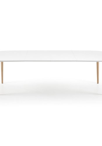 KAVE HOME Oqui spisebord med tilleggsplater, oval, hvit MDF 160 (260) x 100 cm