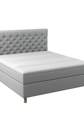 BOBOhome Tidur+ kontinentalseng inkl. overmadrass og sengegavl, 180x200 - lys gr