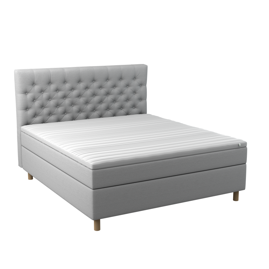 BOBOhome Tidur+ kontinentalseng inkl. overmadrass og sengegavl, 180x200 - lys gr