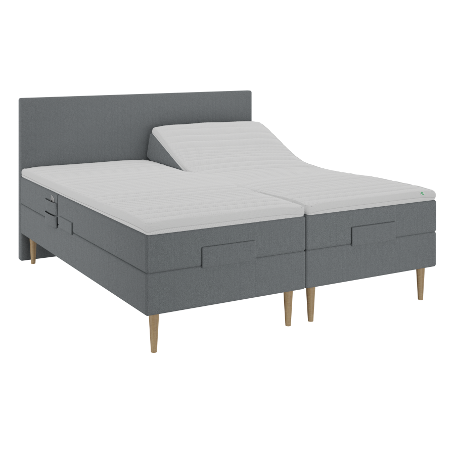 BOBOhome Tidur+ elevasjonsseng inkl. overmadrass og sengegavl, 180x200 - antrasitt