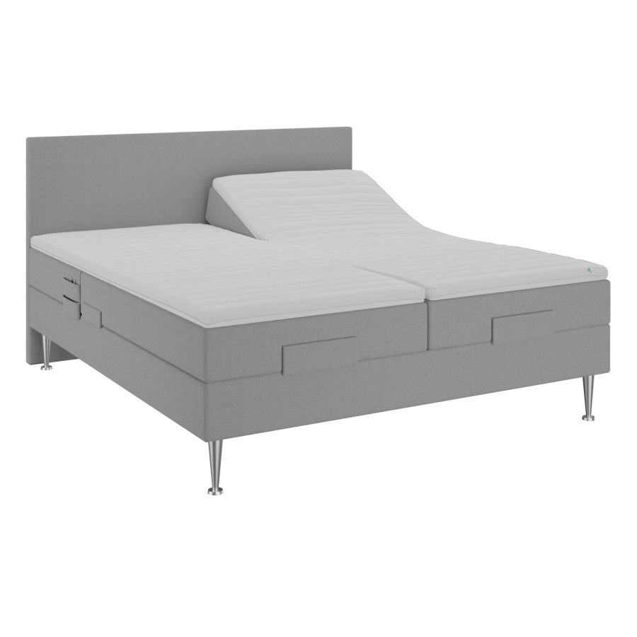 BOBOhome Tidur+ elevasjonsseng inkl. overmadrass og sengegavl, 180x200 - lys gr
