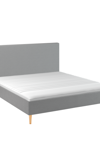 BOBOhome Tidur boksmadrass inkl. overmadrass og sengegavl, 180x200, heltrekk - lys gr