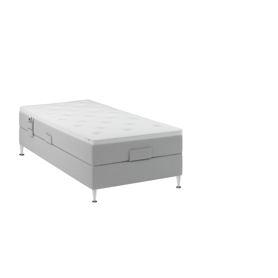 BOBOhome Tidur+ elevasjonsseng inkl. overmadrass, 90x200 - lys gr
