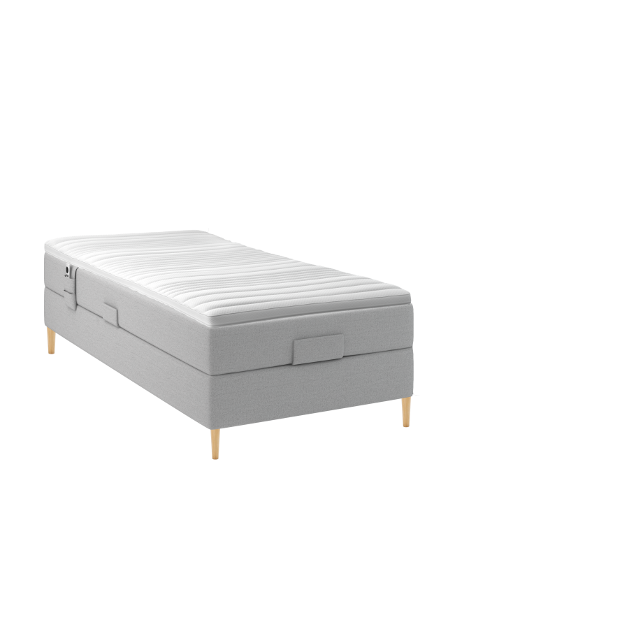 BOBOhome Tidur+ elevasjonsseng inkl. overmadrass, 90x200 - lys gr