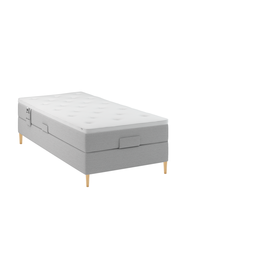 BOBOhome Tidur+ elevasjonsseng inkl. overmadrass, 90x200 - lys gr