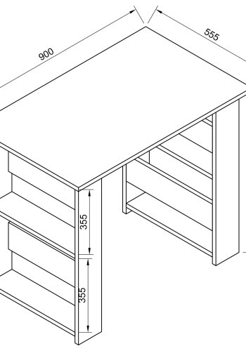 VCM NORDIC Efilo Schreibtisch, m. 4 Fächern - weißes Holz (90x56)