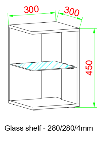 VCM NORDIC Elani Beistelltisch, m. 1 Glasablage - Holz weiß (30x30)