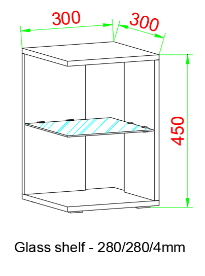 VCM NORDIC Elani Beistelltisch, m. 1 Glasablage - Holz weiß (30x30)