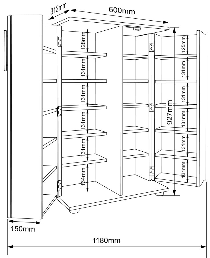 VCM NORDIC Engalo XL hylle for CDer og DVDer, m. ls, 2 drer og 20 hyller - naturtre