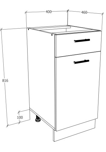 VCM NORDIC Esilo kjkkenskap, m. 1 dr, 1 skuff, 1 hylle - hvitt tre