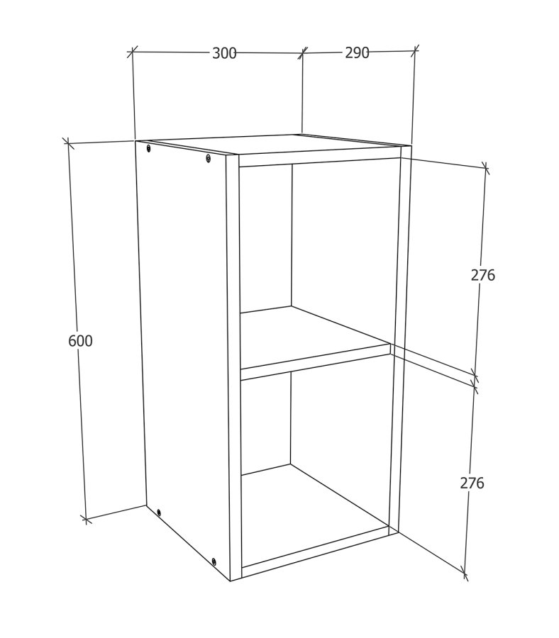 VCM NORDIC Esilo 1 Tür 30 Küchenwandschrank, m. 1 Tür und 1 Regal - Holz weiß und anthrazitgrau