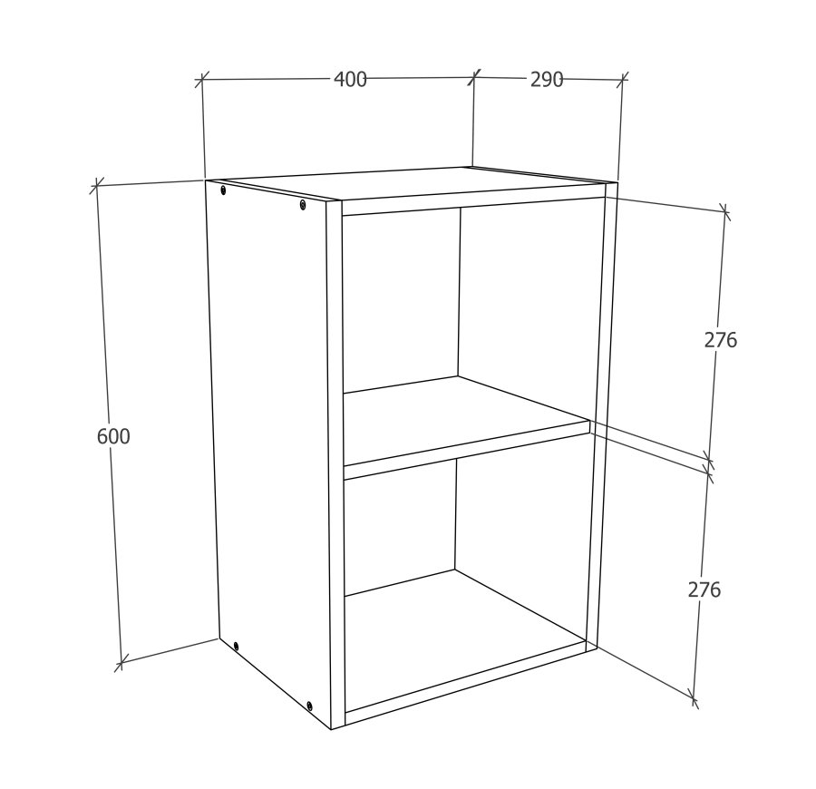 VCM NORDIC Esilo 1 drs 40 kjkken overskap, m. 1 dr og 1 hylle - hvit og antrasittgr tre