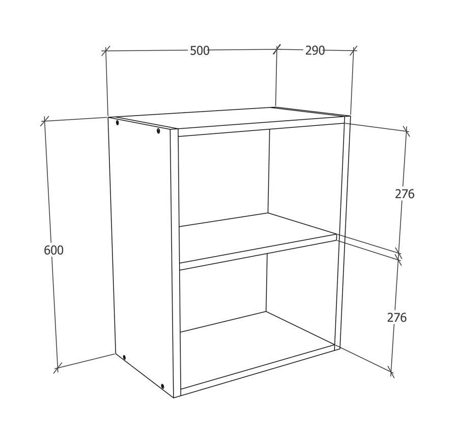 VCM NORDIC Esilo 1 Tür 50 Küchenwandschrank, m. 1 Tür und 1 Regal - Holz weiß und anthrazitgrau