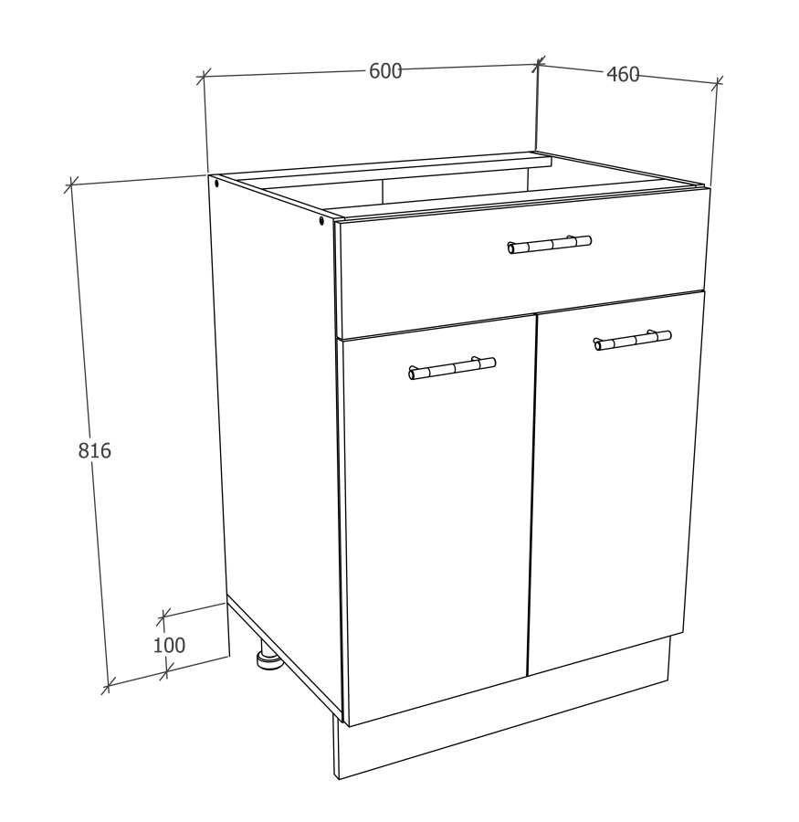 VCM NORDIC Esilo Küchenschrank, m. 2 Türen, 1 Schublade, 1 Einlegeboden - Weiß und Naturholz