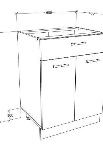 VCM NORDIC Esilo kjkkenskap, m. 2 drer, 1 skuff, 1 hylle - hvit og antrasittgr tre