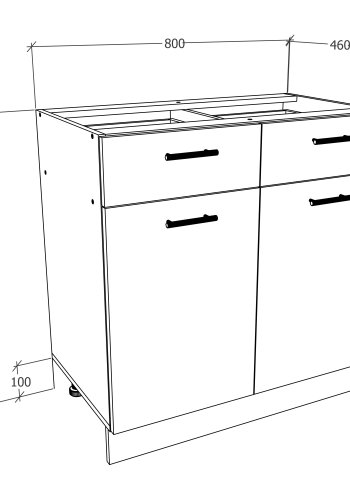VCM NORDIC Esilo kkken skab, m. 2 lger, 1 skuffe, 1 hylde - hvid tr