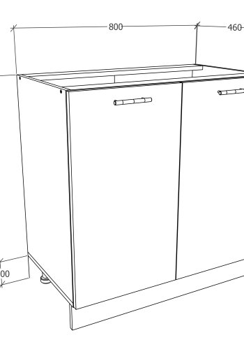 VCM NORDIC Esilo 80 Küchenschrank, m. 2 Türen und 1 Regal - weißes und anthrazitgraues Holz