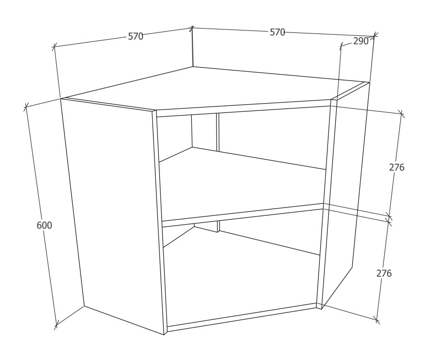 VCM NORDIC Esilo 57 Kücheneckschrank, m. 1 Tür und 1 Regal - Holz weiß und anthrazitgrau