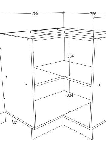 VCM NORDIC Esilo Küchen-Eckschrank, m. 1 Tür und 1 Einlegeboden - Holz weiß