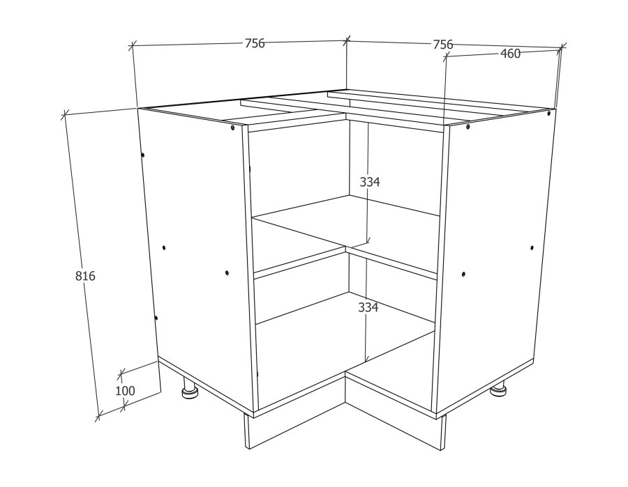 VCM NORDIC Esilo kjkkenhjrneskap, m. 1 dr og 1 hylle - hvit og antrasittgr tre
