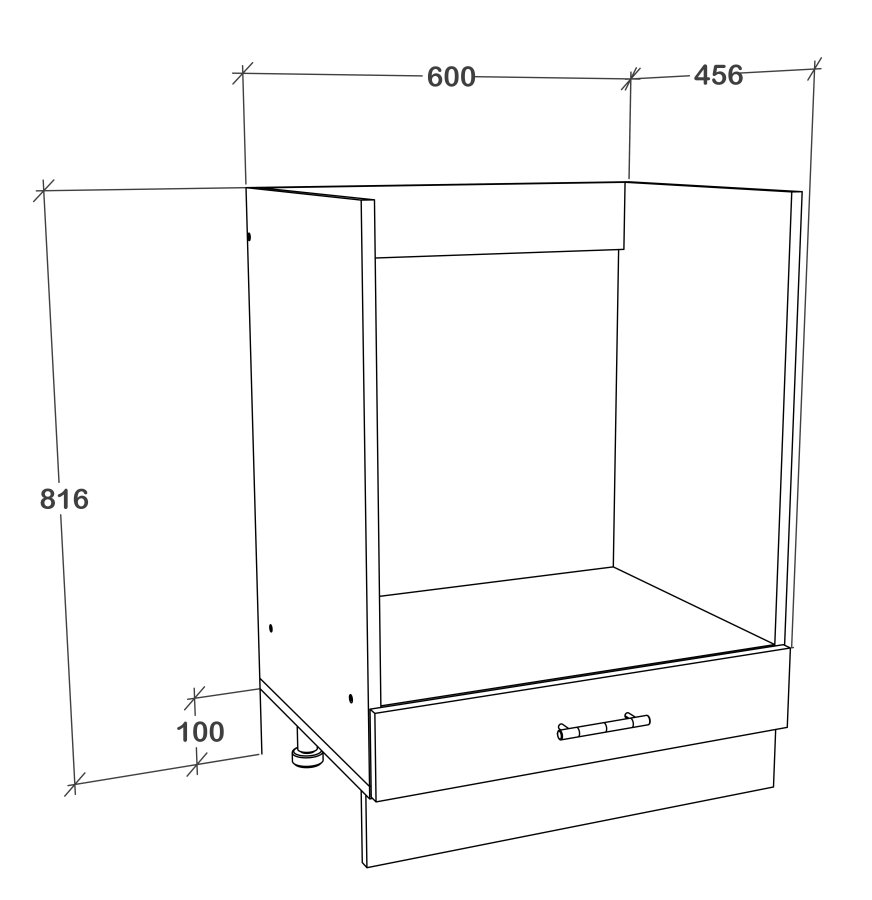 VCM NORDIC Esilo Küchen-Backofenschrank, m. 1 Tür, verstellbare Füße – Holz weiß
