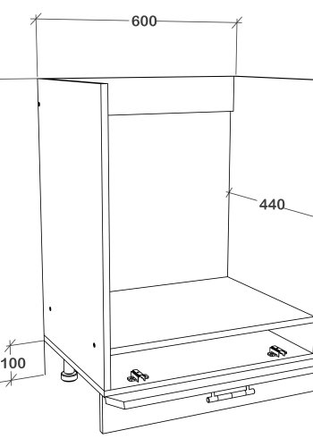 VCM NORDIC Esilo Küchen-Backofenschrank, m. 1 Tür, verstellbare Füße – Holz weiß