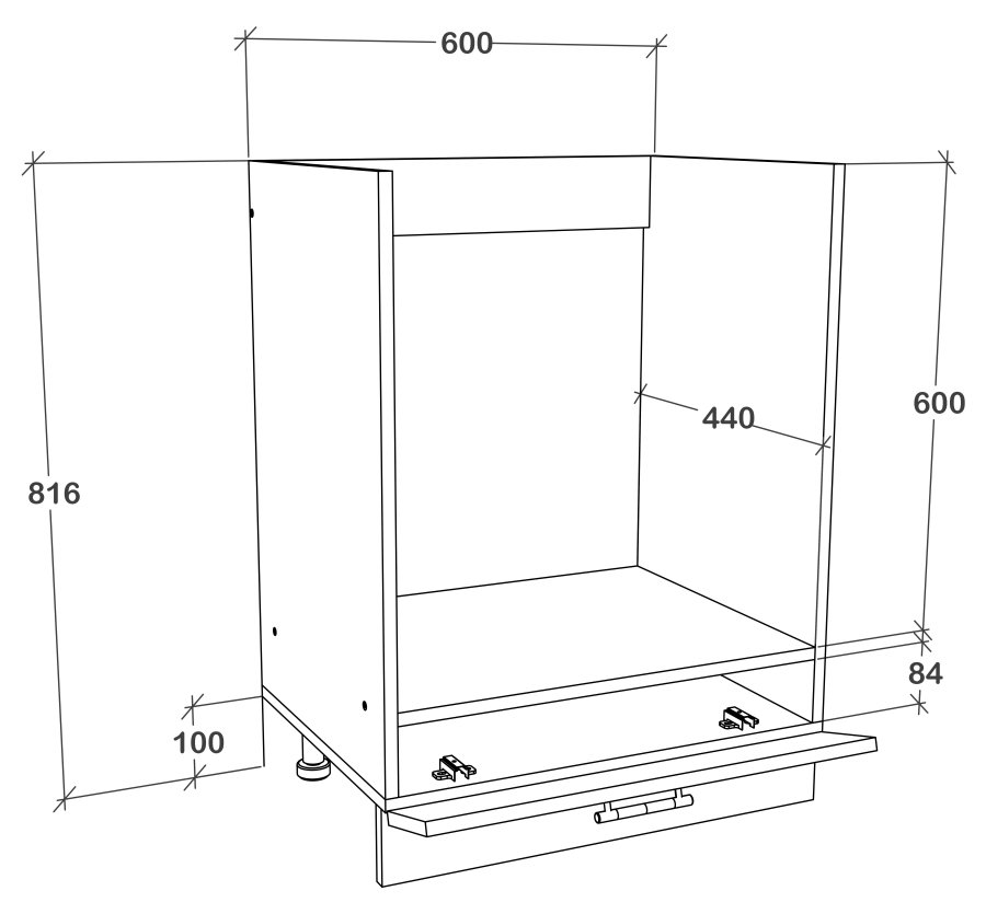 VCM NORDIC Esilo Küchen-Backofenschrank, m. 1 Tür, verstellbare Füße – Weiß und Naturholz
