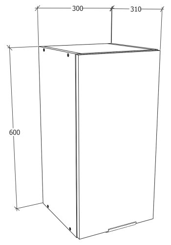VCM NORDIC Fasola Küchen-Hängeschrank, m. 1 Tür und 1 Einlegeboden - Holz weiß (B:30)