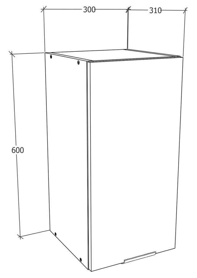 VCM NORDIC Fasola Küchen-Hängeschrank, m. 1 Tür und 1 Einlegeboden - Anthrazitgrau/Weiß Holz (B:30)