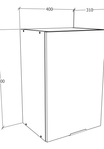 VCM NORDIC Fasola Küchen-Hängeschrank, m. 1 Tür und 1 Einlegeboden - Holz natur/weiß (B:40)