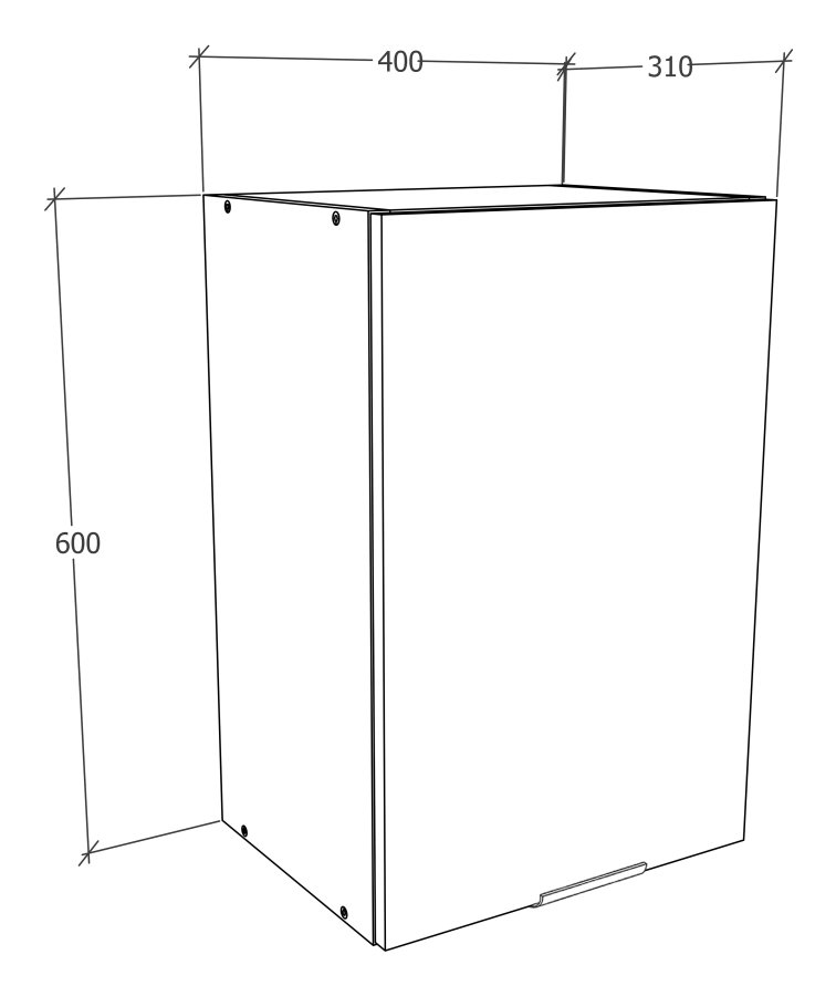 VCM NORDIC Fasola Küchen-Hängeschrank, m. 1 Tür und 1 Einlegeboden - Holz natur/weiß (B:40)