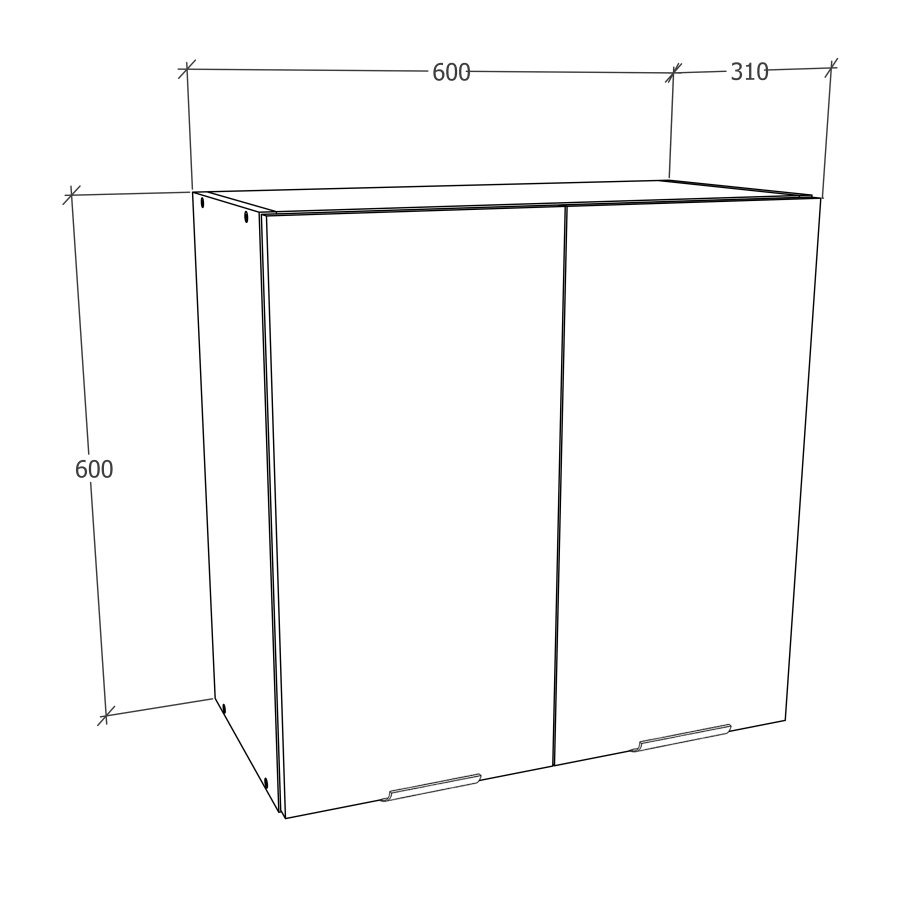 VCM NORDIC Fasola kjkken overskap, m. 2 drer og 1 hylle - antrasittgr/hvit tre (B:60)